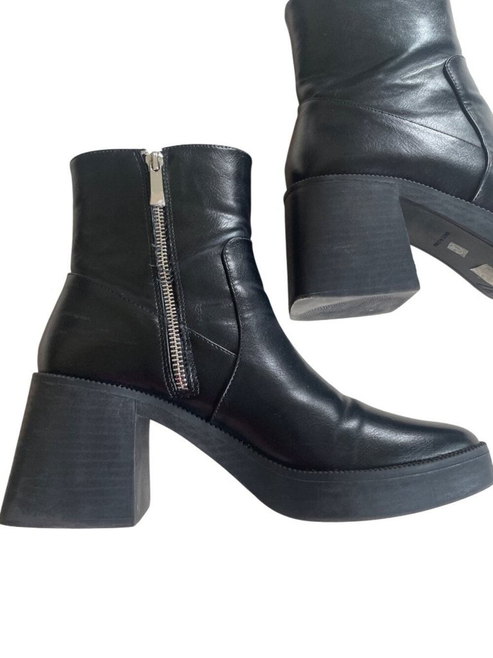 Princess Polly Lexus Chunky Block Heel Platform Ankle Boots Black Size 9 Goth - Picture 7 of 12